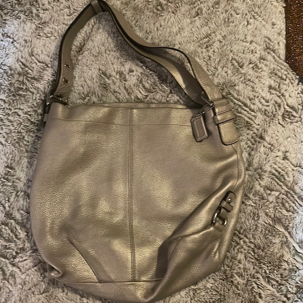 Coach silver leather bag. Great used condition.